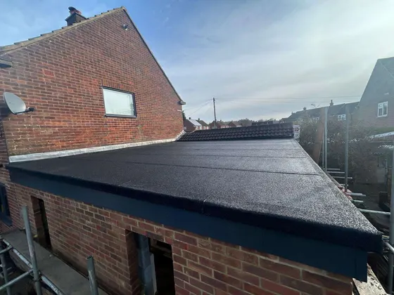 Finished flat roof on a garage