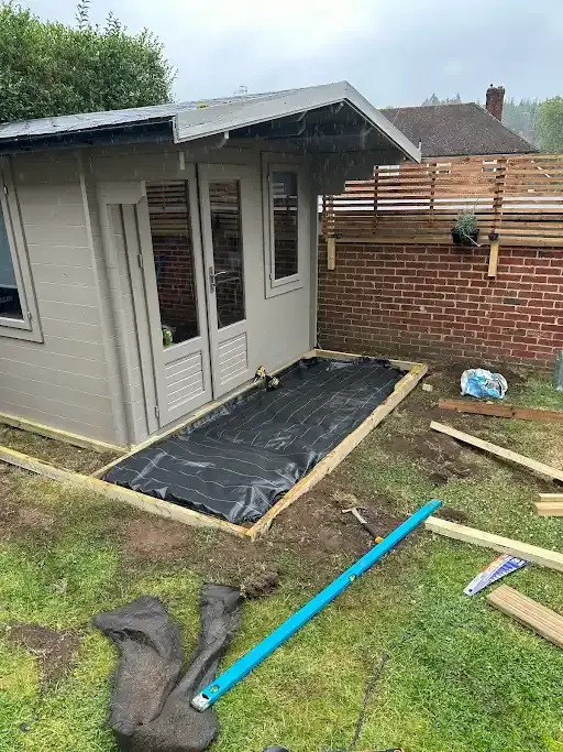 Garden room going up on a prepared base