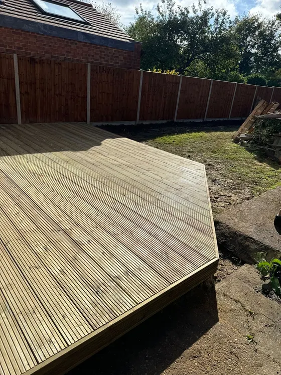 Large new deck across a back garden