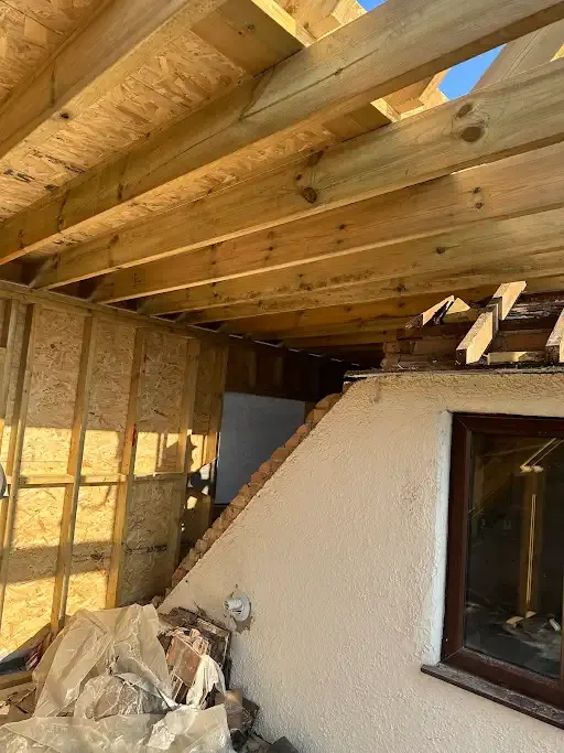 New roof framing inside a loft