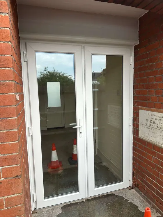 New porch with white French doors