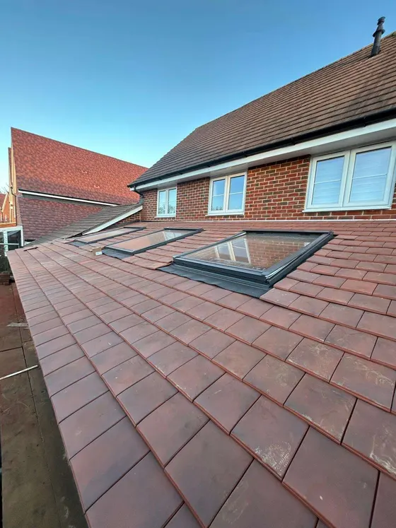 Tiled extension roof with rooflights