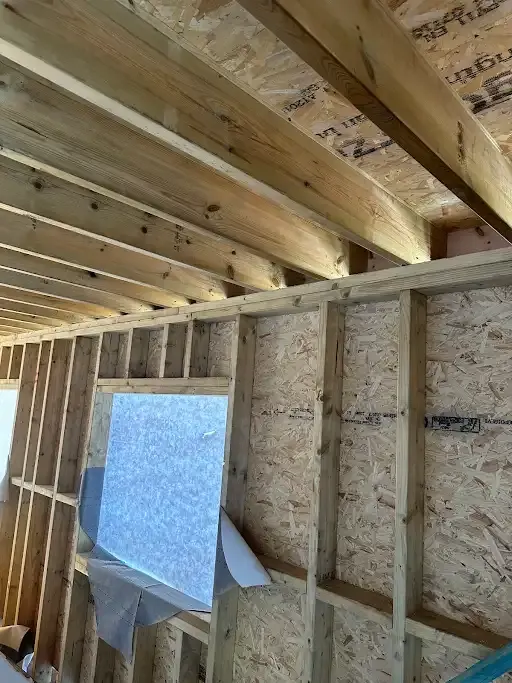Timber stud wall framed around a window opening